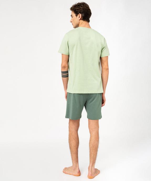 Pyjashort en coton avec haut à message homme vue3 - GEMO 4G HOMME - GEMO