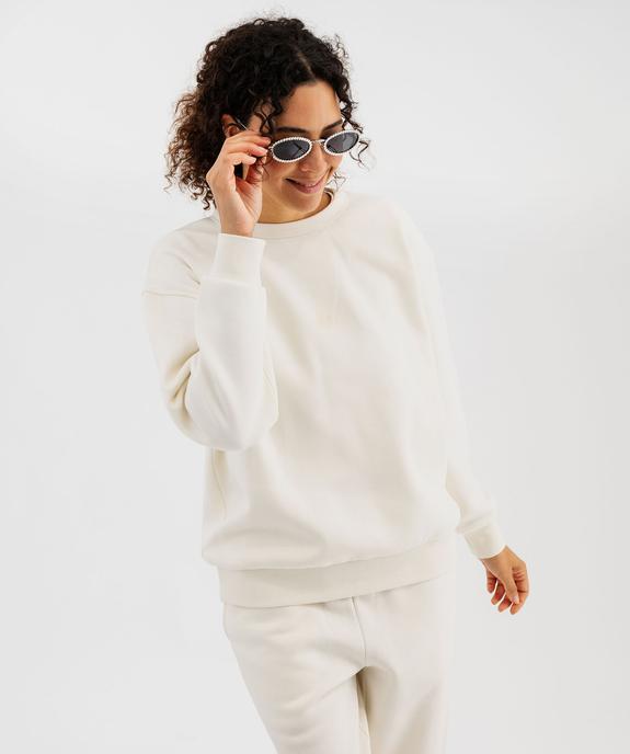 Sweat à col rond en molleton uni femme vue2 - GEMO 4G FEMME - GEMO