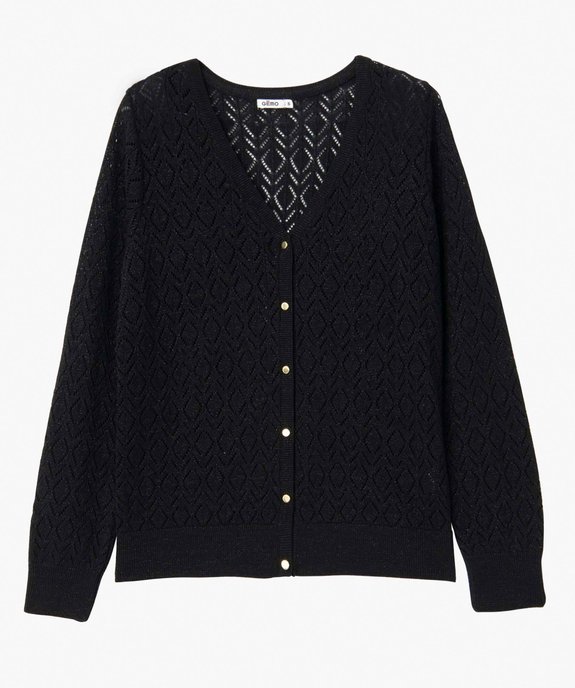 Gilet femme en maille ajourée incrustée de fil pailleté vue4 - GEMO(FEMME PAP) - GEMO