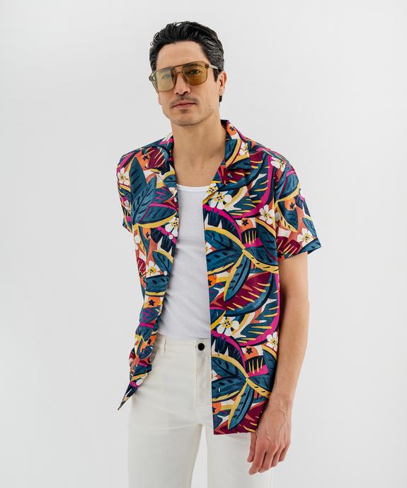 Chemise manches courtes et col cubain en viscose majoritaire homme vue1 - GEMO 4G HOMME - GEMO