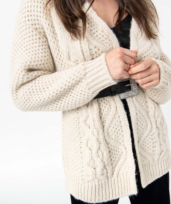 Gilet femme en grosse maille incrusté de fil pailleté vue2 - GEMO(FEMME PAP) - GEMO