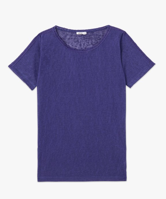 Tee-shirt femme à manches courtes en maille fine vue4 - GEMO(FEMME PAP) - GEMO