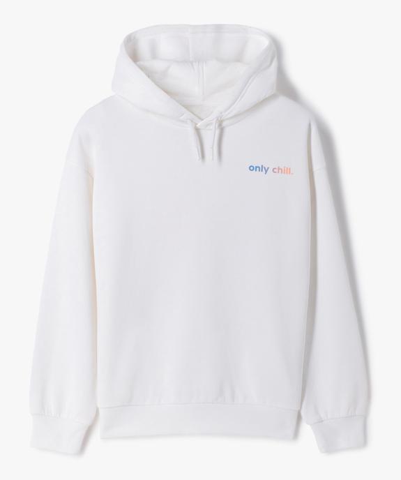 Sweat fille à capuche avec inscriptions contrastantes vue1 - GEMO (JUNIOR) - GEMO