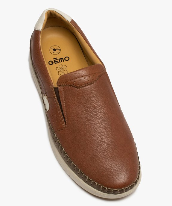 Mocassins homme unis dessus et intérieur cuir - Tanéo vue5 - TANEO - GEMO