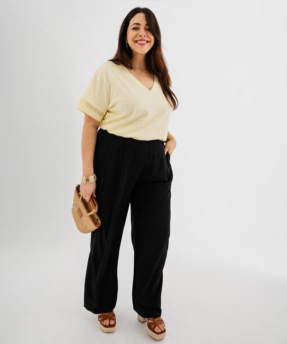 Tee-shirt manches courtes avec détails brodés femme grande taille vue5 - GEMO 4G GT - GEMO