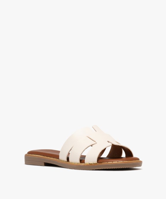 Mules femme plates dessus larges brides unies vue3 - FOLLOW ME - GEMO