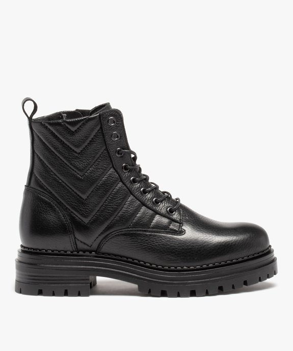 Bottines femme unies dessus cuir à semelle crantée - Tanéo vue1 - TANEO - GEMO