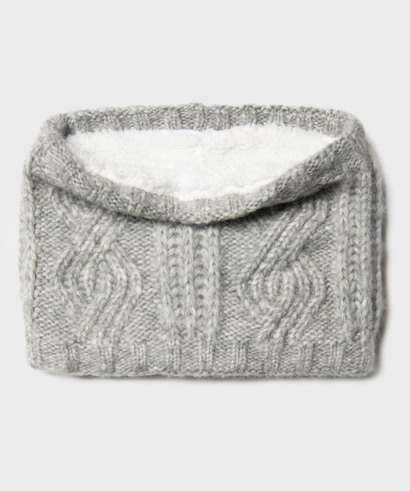 Echarpe tour de cou en grosse maille doublée sherpa fille vue1 - GEMO (ENFANT) - GEMO