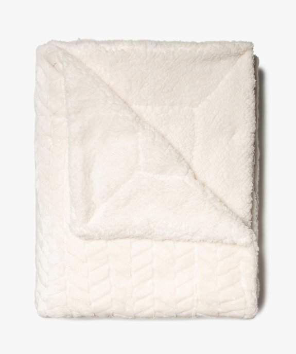 Plaid uni en matière peluche et sherpa vue1 - GEMO - GEMO