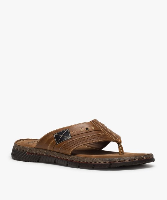 Sandales homme à entredoigt avec dessus en cuir vue2 - GEMO (CASUAL) - GEMO