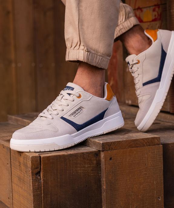 Baskets basses à lacets dessus perforé homme  vue1 - URBAN STEPS - GEMO