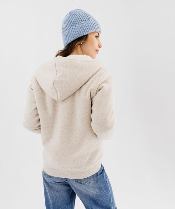 Sweat zippé à capuche doublure sherpa femme vue3 - GEMO(FEMME PAP) - GEMO