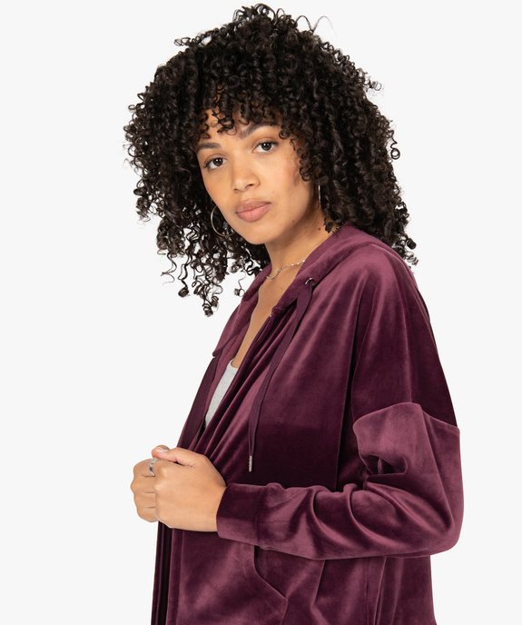 Sweat femme zippé à capuche en velours vue2 - GEMO(FEMME PAP) - GEMO