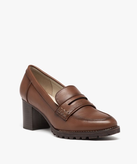 Mocassins femme unis à talon carré et semelle crantée vue2 - VALENTINA BALDA - GEMO