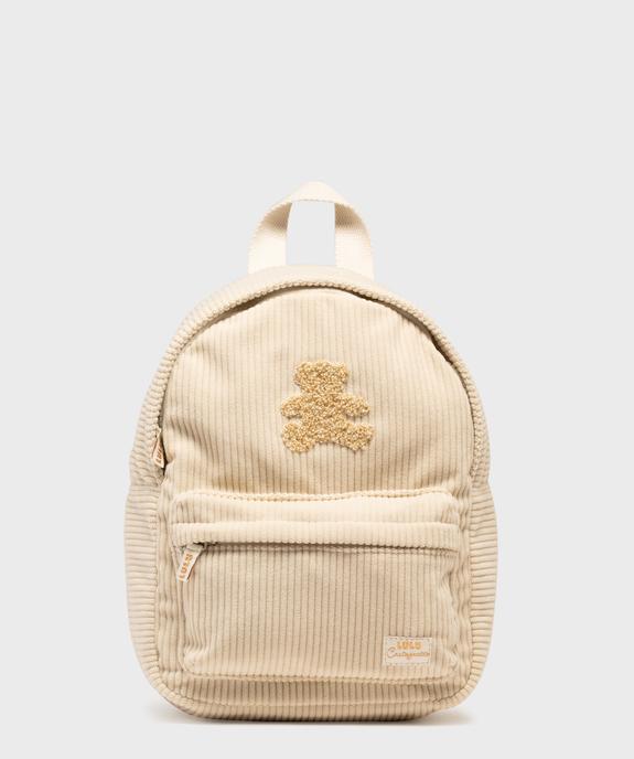 Sac à dos en velours côtelé fille - LuluCastagnette vue1 - LULUCASTAGNETTE - GEMO