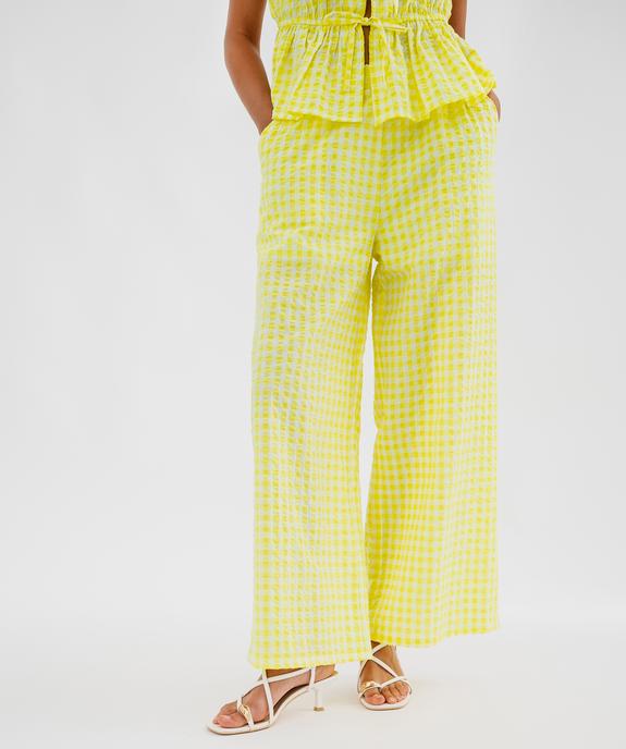 Pantalon large et fluide en toile gaufrée femme vue3 - GEMO(FEMME PAP) - GEMO