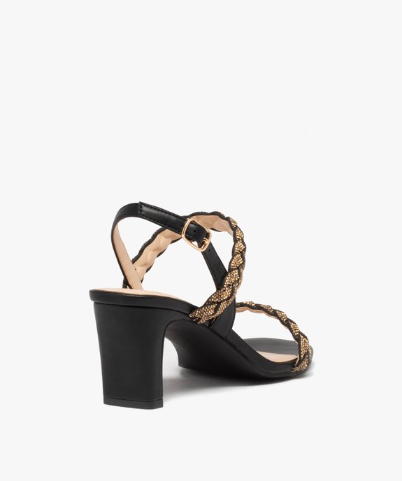 Sandales femme à talon et brides tressées en strass vue5 - GEMO(URBAIN) - GEMO