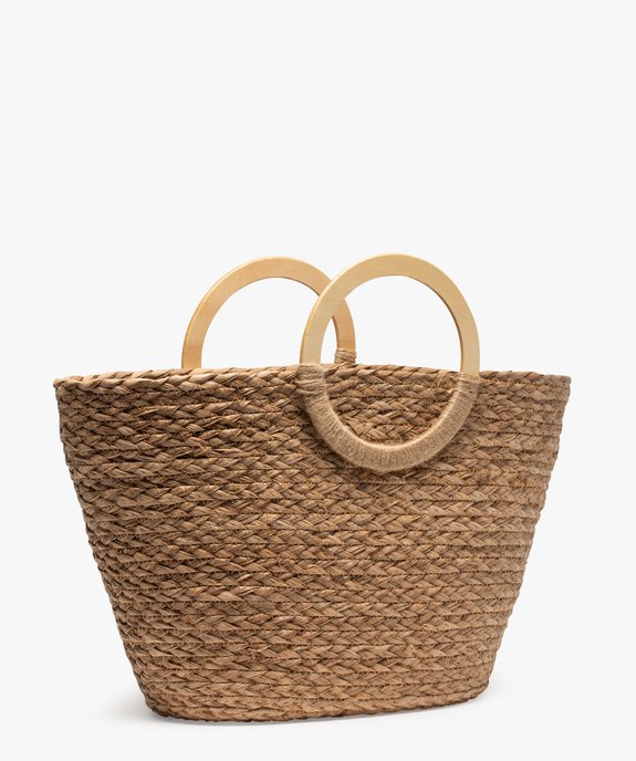 Sac femme en paille avec anses en bois vue2 - GEMO (ACCESS) - GEMO