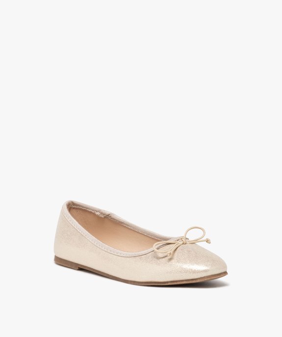 Ballerines fille unies dorées à bout carré avec noeud élastique fantaisie vue2 - GEMO (ENFANT) - GEMO