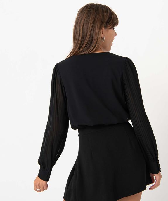 Blouse femme en voile à manches longues plissées vue3 - GEMO(FEMME PAP) - GEMO