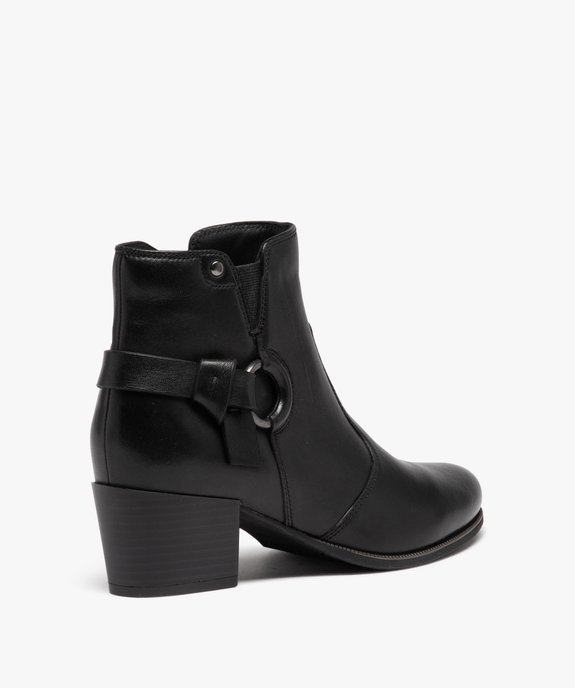Boots femme dessus en cuir uni à talon carré avec zip - GEMO(URBAIN) Boots femme dessus en cuir uni à talon carré avec zip vue4 - GEMO(URBAIN) - GEMO