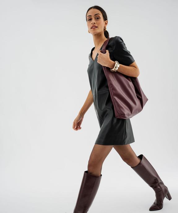 Robe courte manches courtes en cuir imitation femme vue1 - GEMO(FEMME PAP) - GEMO