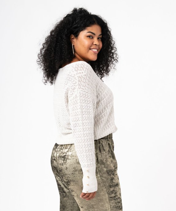 Pull en maille ajourée pailletée femme grande taille vue3 - GEMO (G TAILLE) - GEMO
