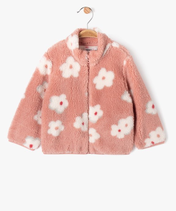 Sweat zippé imprimé en maille sherpa bébé fille vue2 - GEMO(BEBE DEBT) - GEMO
