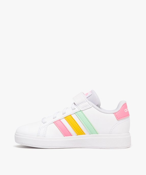 Baskets à scratch fille avec bandes contrastantes - Adidas Grand Court vue3 - ADIDAS - GEMO