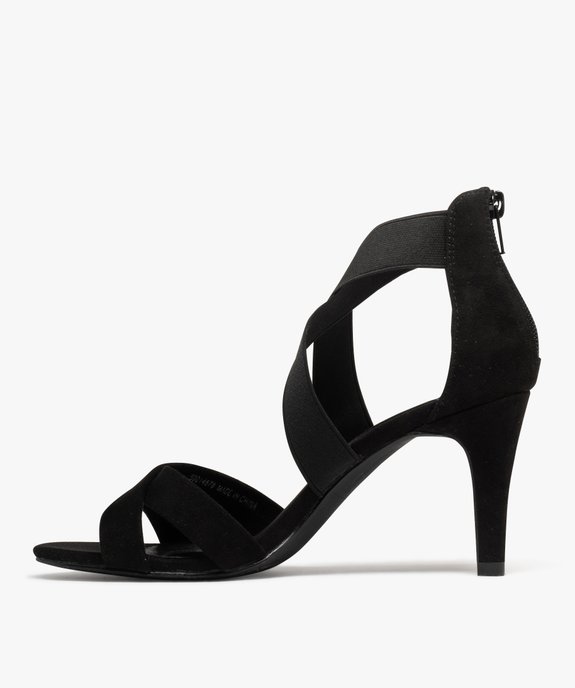 Sandales à talon aiguille en suédine à brides élastiques femme vue3 - VALENTINA BALDA - GEMO