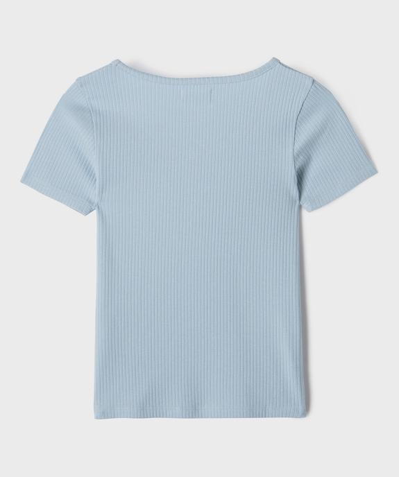 Tee-shirt manches courtes en maille côtelée fille vue3 - GEMO 4G FILLE - GEMO