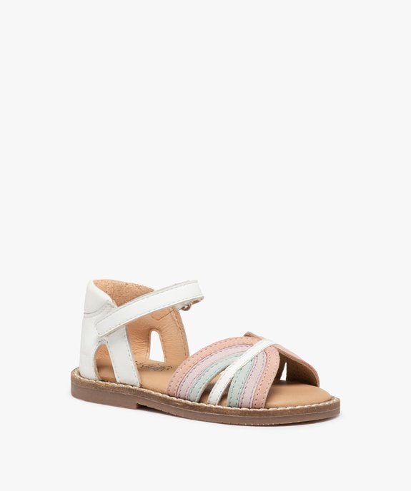 Sandales bébé fille en cuir motif arc-en-ciel – NA! vue2 - NA! - GEMO