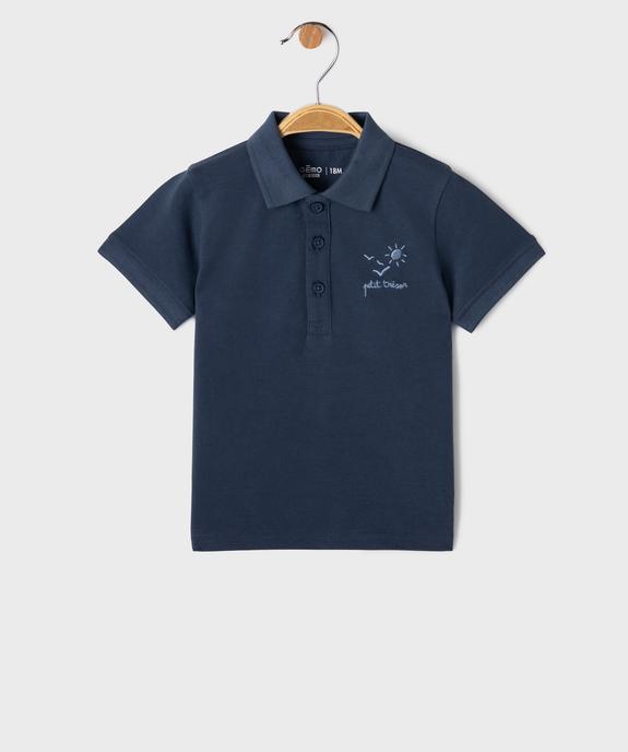 Polo en coton piqué avec motif brodé bébé garçon vue1 - GEMO 4G BEBE - GEMO