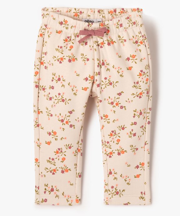 Pantalon en molleton douillet fleuri bébé fille vue1 - GEMO(BEBE DEBT) - GEMO