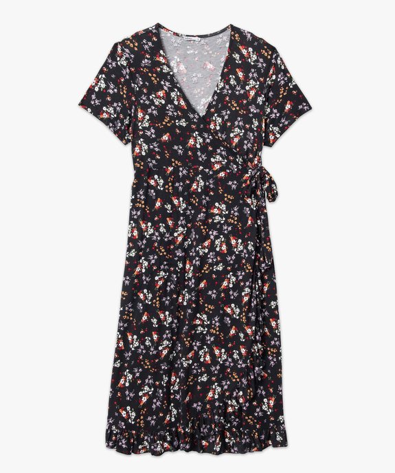Robe de grossesse coupe portefeuille avec volant dans le bas vue4 - GEMO (MATER) - GEMO