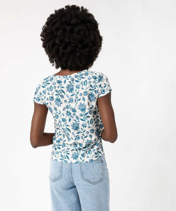 Tee-shirt manches très courtes à boutons en maille ajourée femme vue3 - GEMO(FEMME PAP) - GEMO