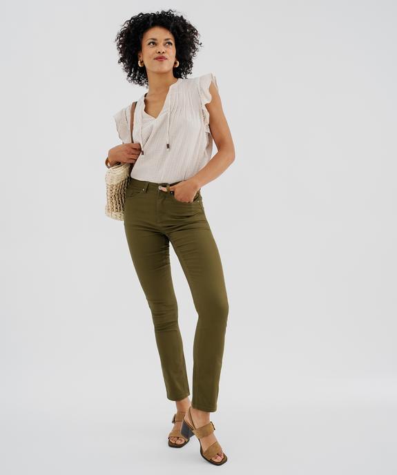 Pantalon Regular taille normale en coton stretch femme vue4 - GEMO 4G FEMME - GEMO