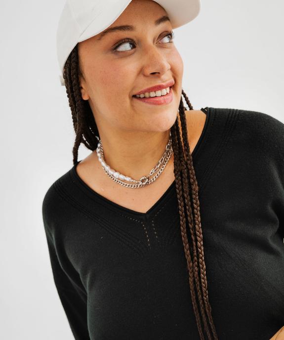 Pull col V en maille fine femme grande taille vue4 - GEMO (G TAILLE) - GEMO