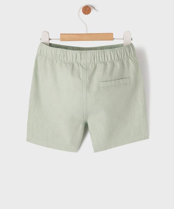Short en coton et lin à taille élastiquée bébé garçon vue3 - GEMO 4G BEBE - GEMO