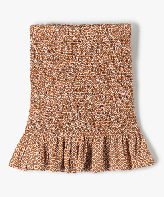 Jupe fille à smocks et volant à petits motifs vue1 - GEMO (JUNIOR) - GEMO