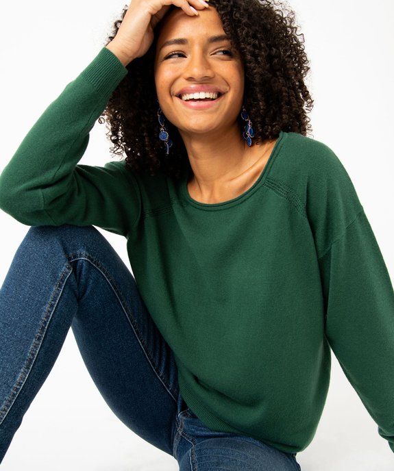 Pull à col rond finitions roulottées femme vue1 - GEMO(FEMME PAP) - GEMO