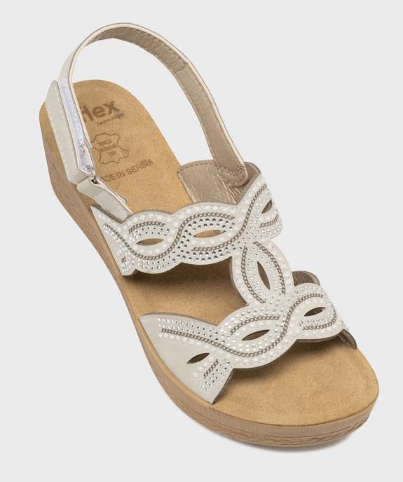 Sandales confort compensées avec perles et strass femme vue5 - G'FLEX - GEMO