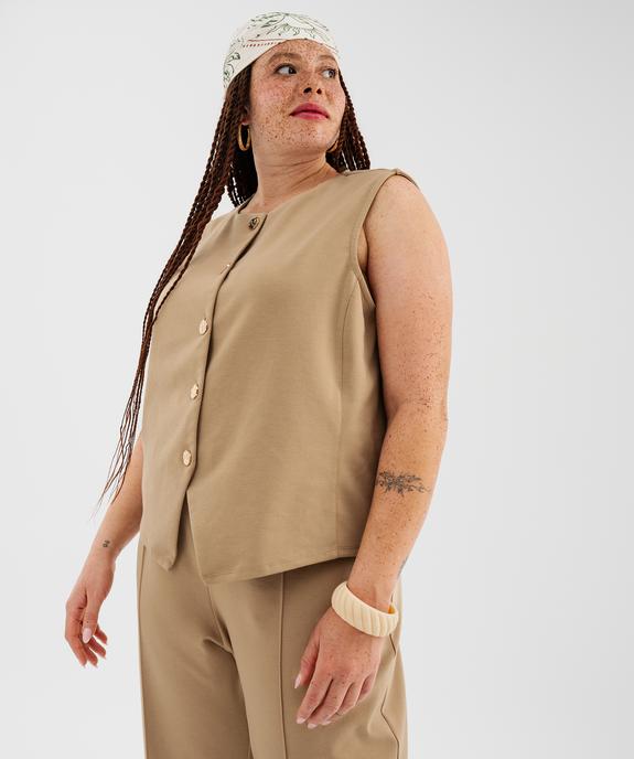 Gilet de costume sans manches en maille milano à boutons dorés femme grande taille vue4 - GEMO (G TAILLE) - GEMO
