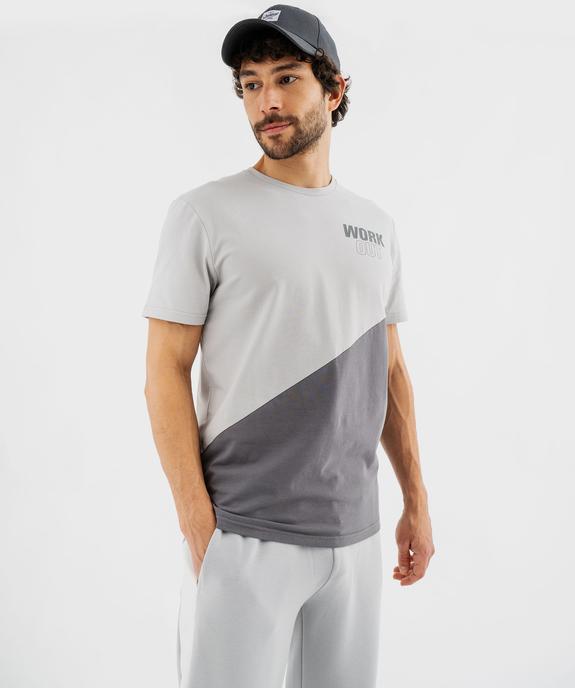Tee-shirt à manches courtes bicolore homme vue2 - GEMO (HOMME) - GEMO