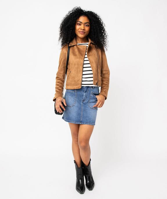 Jupe en jean stretch coupe trapèze femme vue5 - GEMO 4G FEMME - GEMO