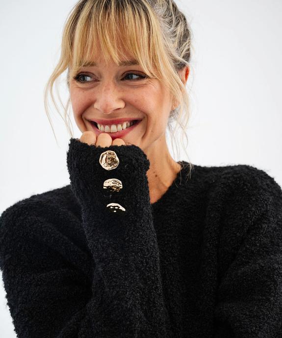 Pull col rond en maille bouclette femme vue2 - GEMO(FEMME PAP) - GEMO