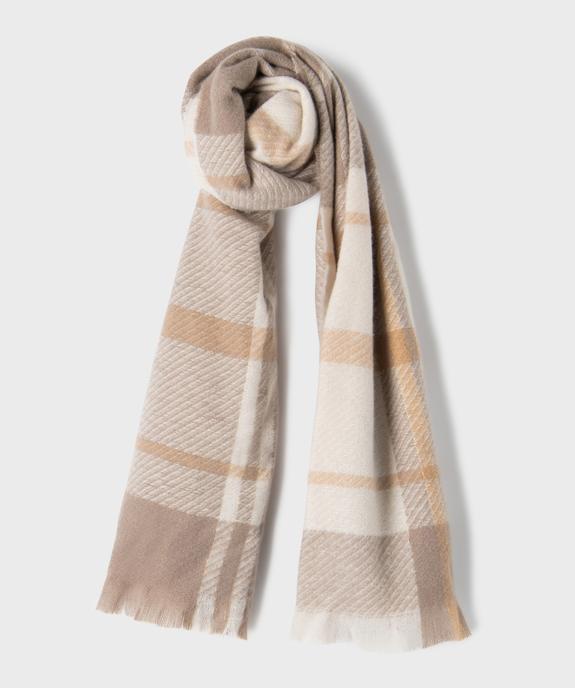 Echarpe à carreaux avec fil métallisé femme vue1 - GEMO (ACCESS) - GEMO