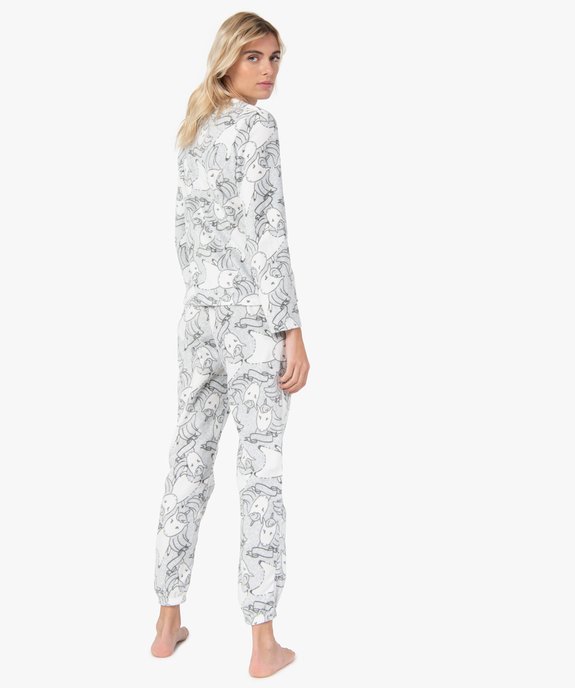 Pyjama femme en polaire à imprimé all over vue3 - GEMO(HOMWR FEM) - GEMO