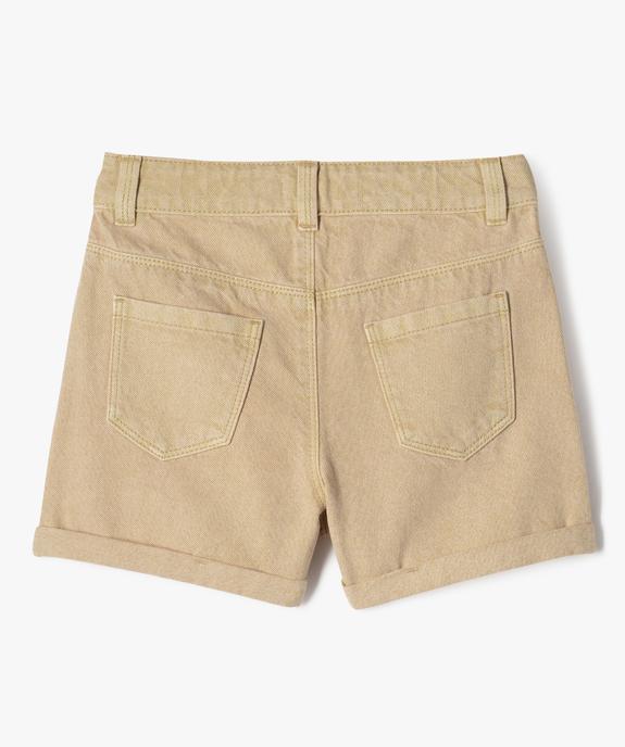 Short en jean large à revers au coloris unique fille vue3 - GEMO (ENFANT) - GEMO