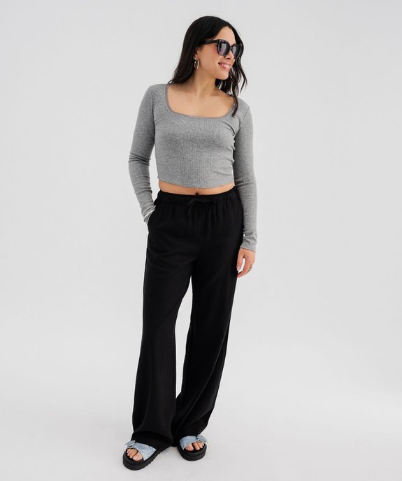 Tee-shirt court à manches longues à col carré femme vue4 - GEMO(FEMME PAP) - GEMO